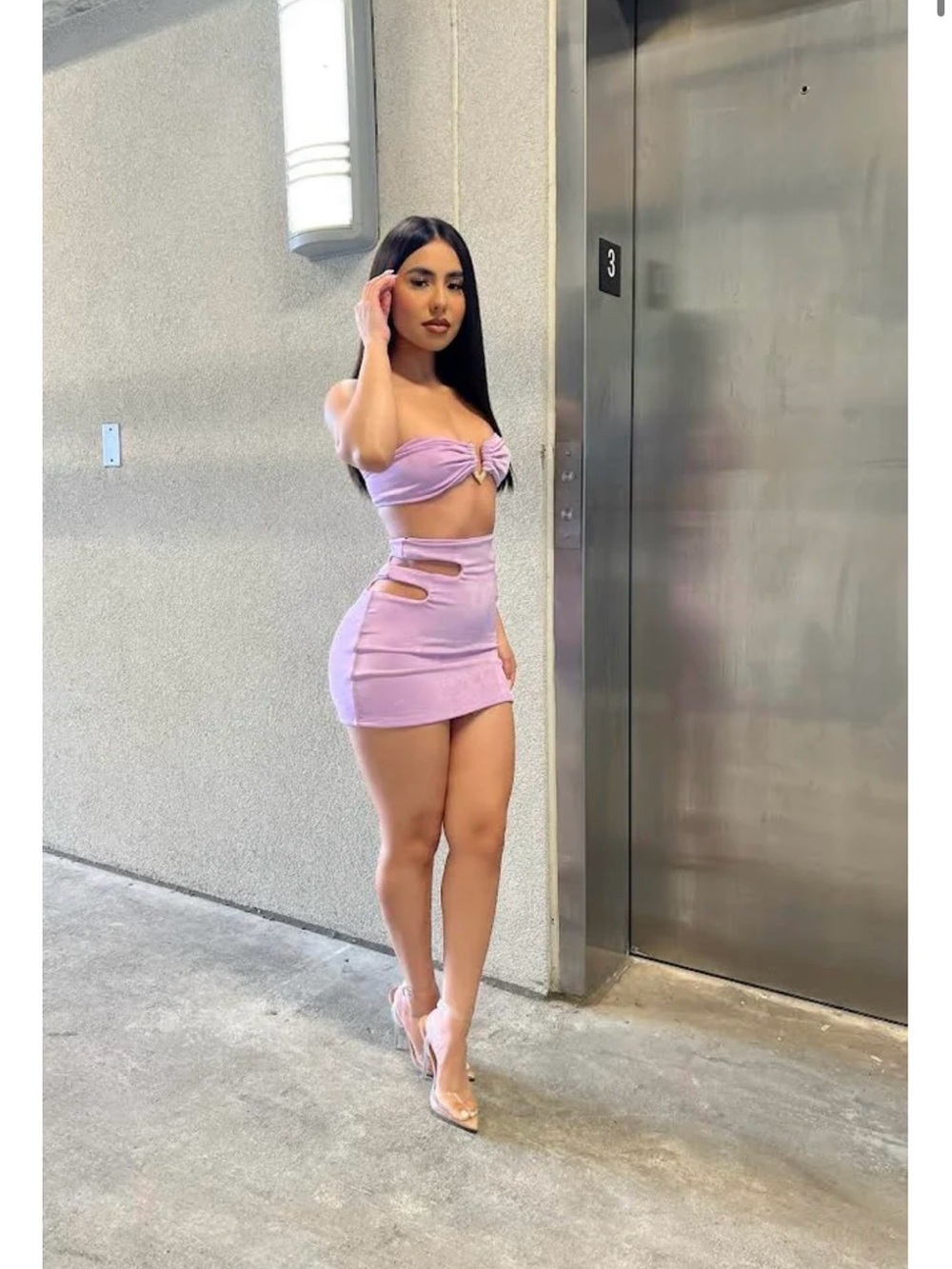 Sculpted Cutout Mini Skirt in Light Blue